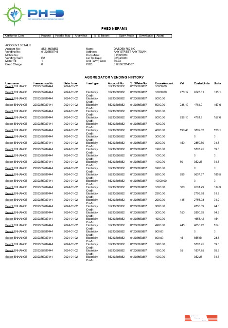 INDIA PHED business utility bill Word and PDF template PSD template